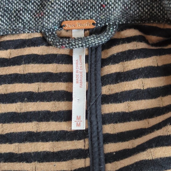 Free People Black Tan Quilted Polka Dot Knit Blazer Jacket - Picture 14 of 15